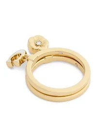 Signature C Tea Rose Charm Duo Ring Set