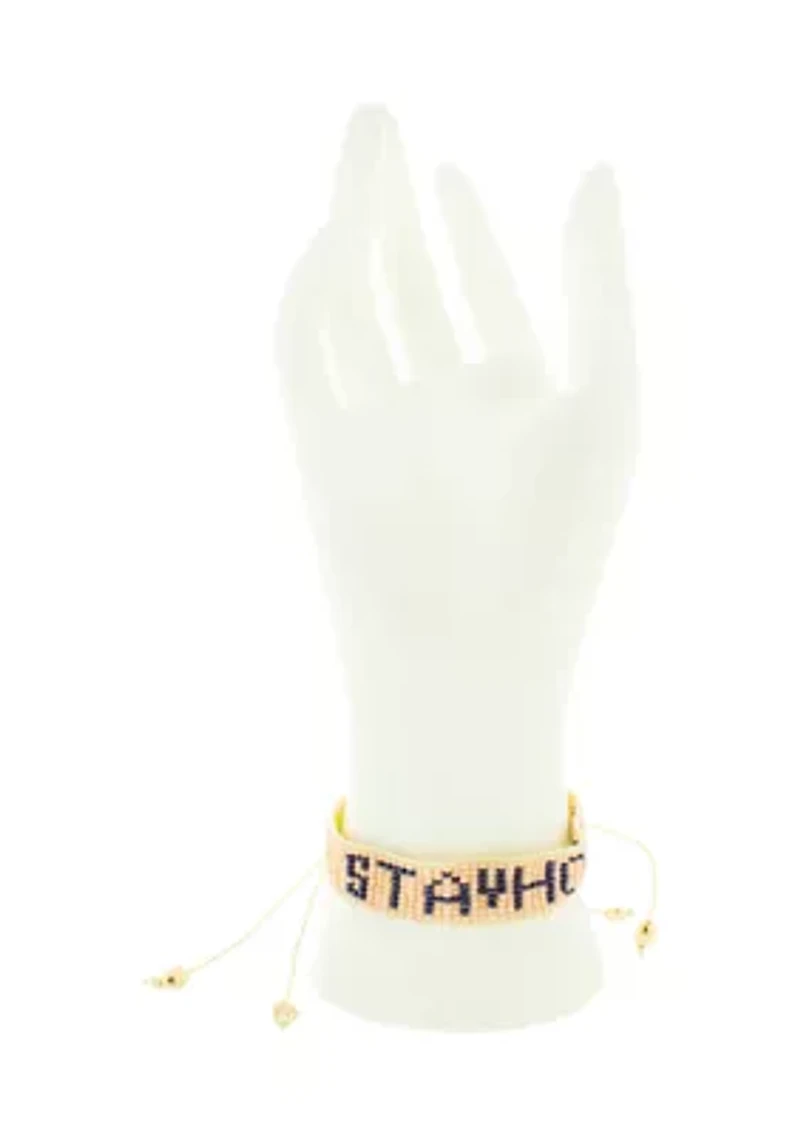 Stay Home Peach and Navy Beaded Bracelet 