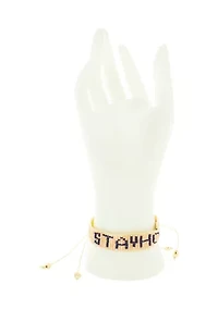 Stay Home Peach and Navy Beaded Bracelet 
