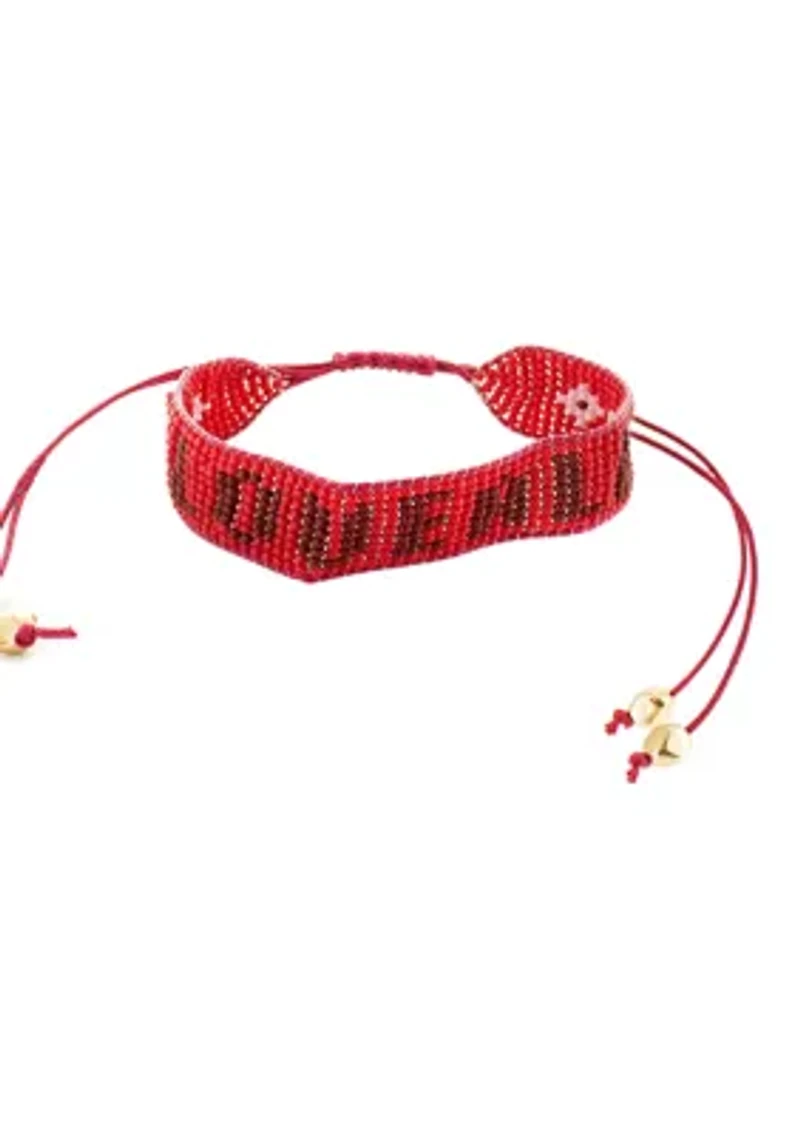 Love Pink and Red Beaded Bracelet