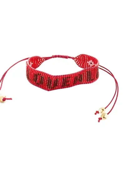 Love Pink and Red Beaded Bracelet