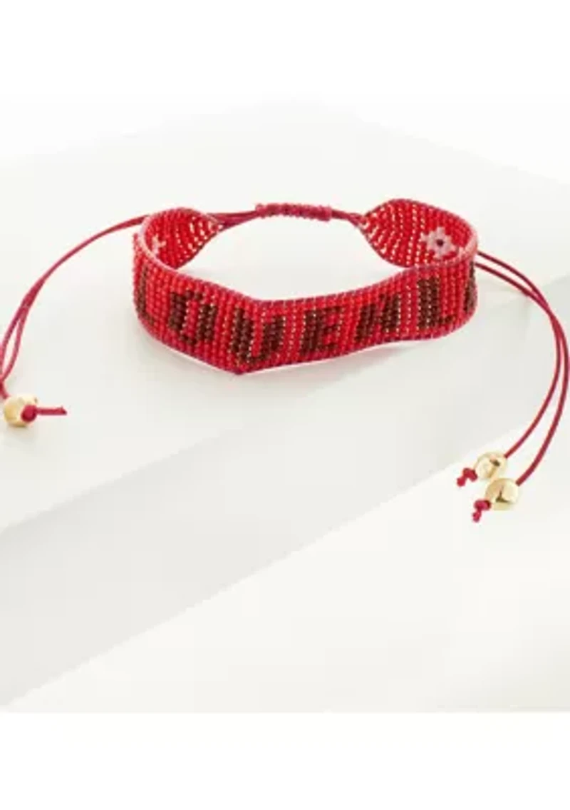 Love Pink and Red Beaded Bracelet