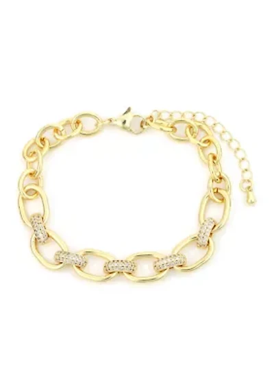 Gold Crystal Pave Link Bracelet