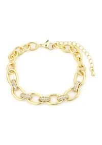 Gold Crystal Pave Link Bracelet