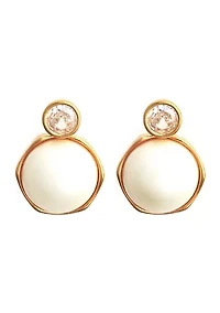 Gold Plated Crystal Top Pearl Earrings