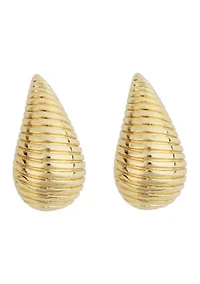 Gold Plated Textured Teardrop Earrings