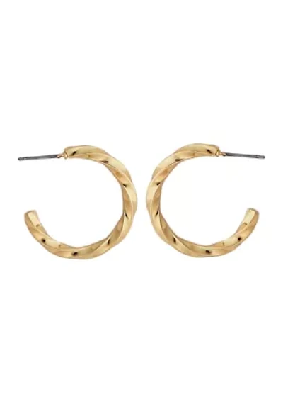 Gold Plated Twisted C Hoop Earrings