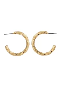 Gold Plated Twisted C Hoop Earrings