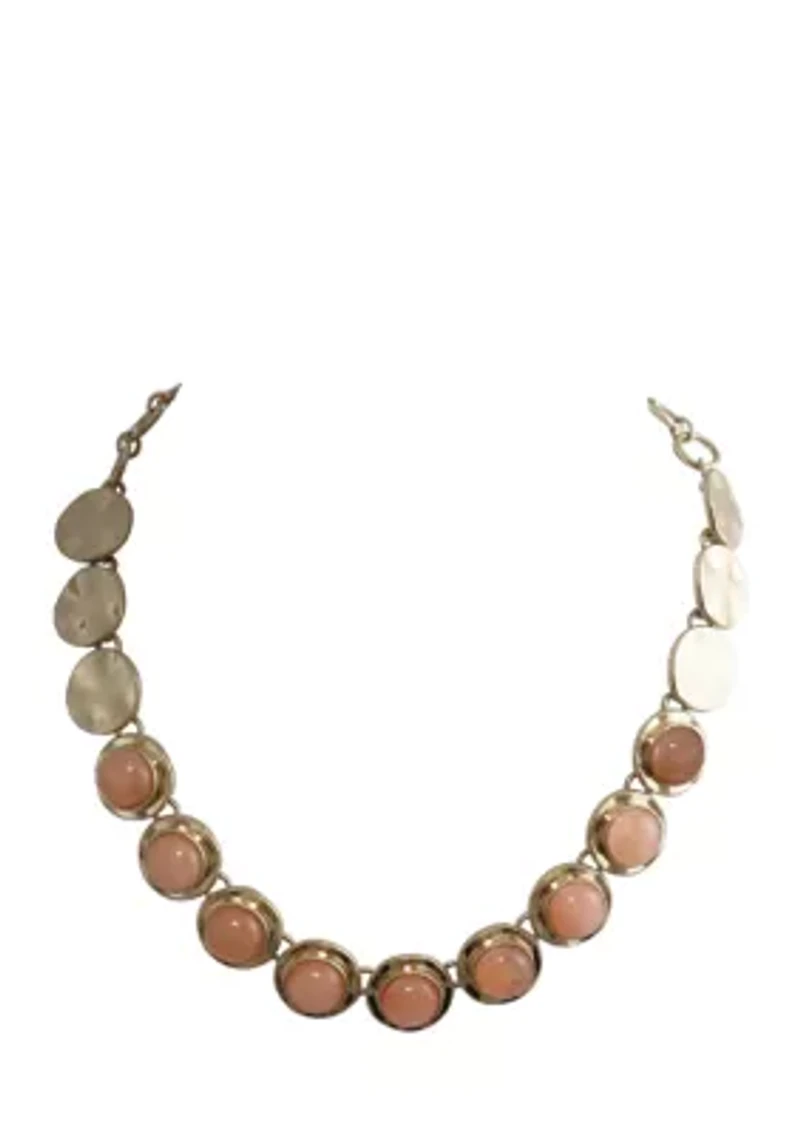 Semi Precious Stone Gold Tone Collar Necklace