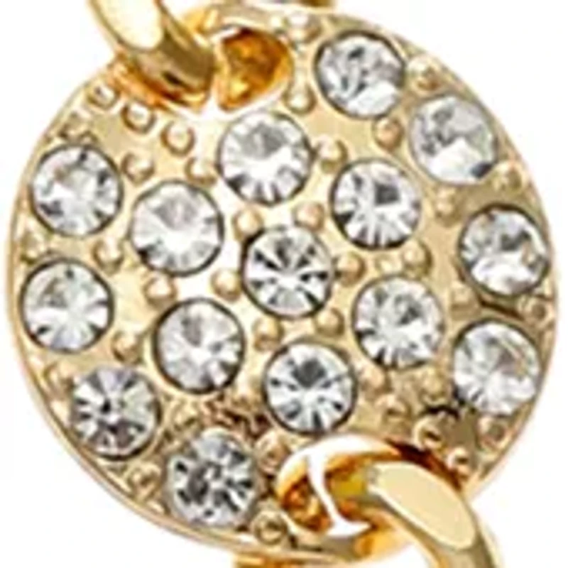 Gold Tone Crystal Disc Necklace 