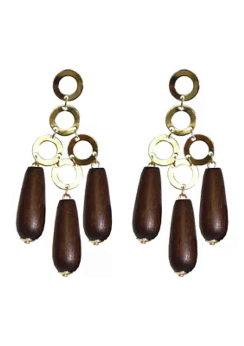 Wood & Gold Linear Earrings