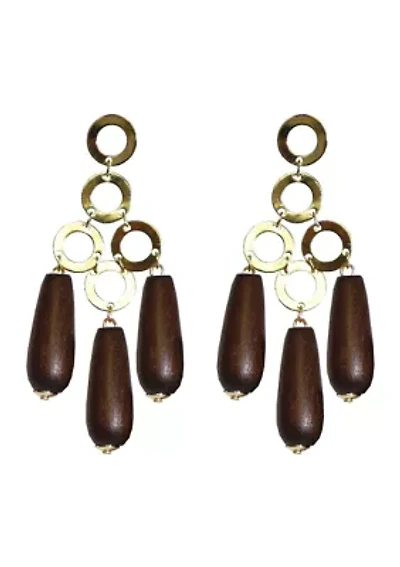 Wood & Gold Linear Earrings