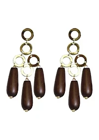 Wood & Gold Linear Earrings