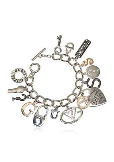 Two Tone Logo Charm Bracelet