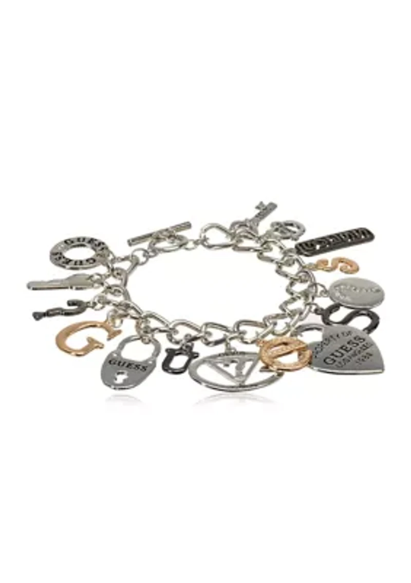 Two Tone Logo Charm Bracelet