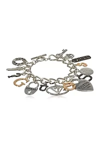 Two Tone Logo Charm Bracelet