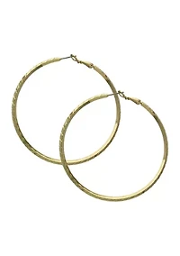 Gold Tone Textured Hoop Earrings