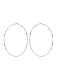 Silver Tone Thin Hoop Earrings