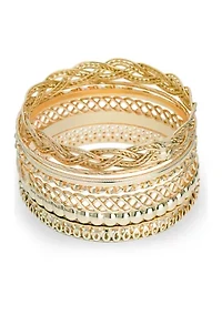 Gold Tone Bangle Bracelets - Set of 7