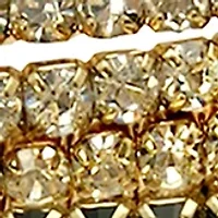Gold Tone and Crystal Stretch Bracelets - Set of 10