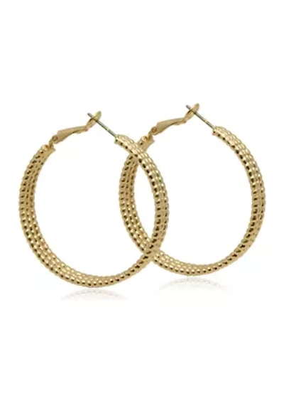 Gold Tone Triple Row Hoop Earrings