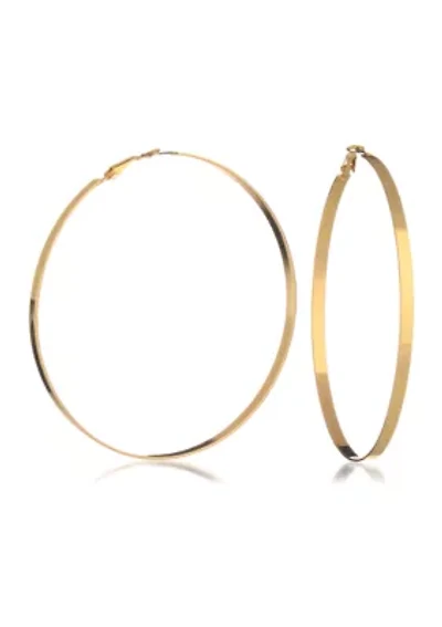 Gold Tone Flat Edge Hoop Earrings