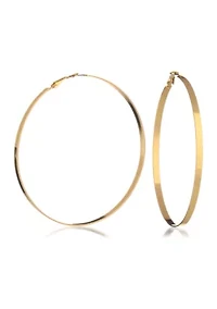 Gold Tone Flat Edge Hoop Earrings