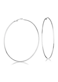Silver Tone Extra Large Thin Hoop Earrings