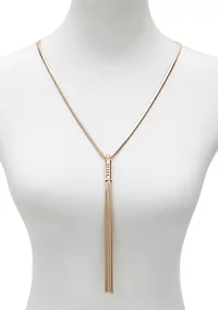 Gold Tone Snake Chain Y Necklace