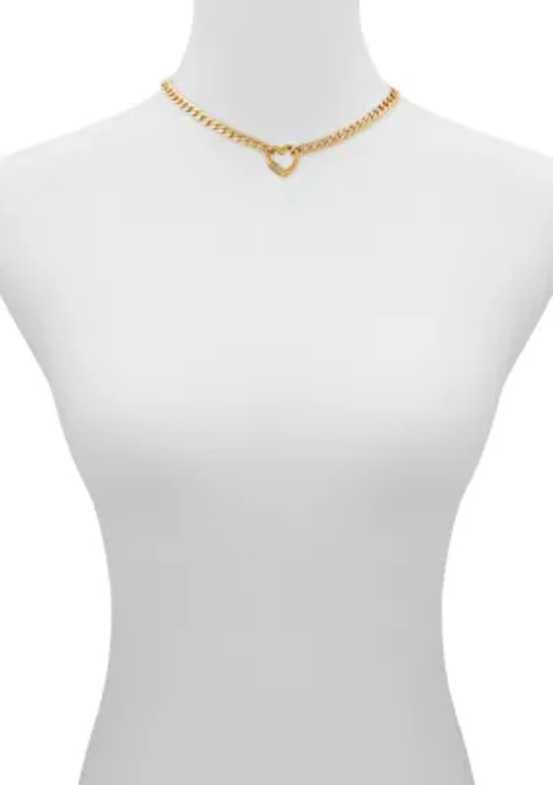 Gold Tone Statement Pendant Stone Necklace