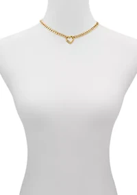 Gold Tone Statement Pendant Stone Necklace
