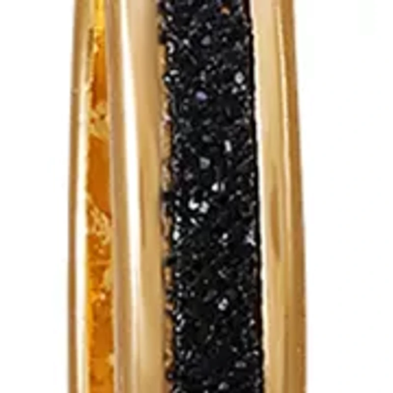 Gold Tone Onyx Hoop Earrings Set