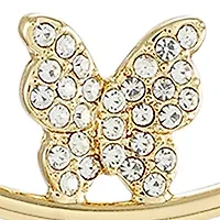 Gold Tone Crystal Butterfly Hoop Earrings