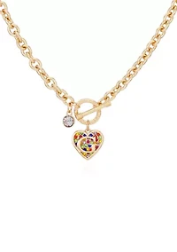 Gold Tone Multi Stone Toggle Necklace