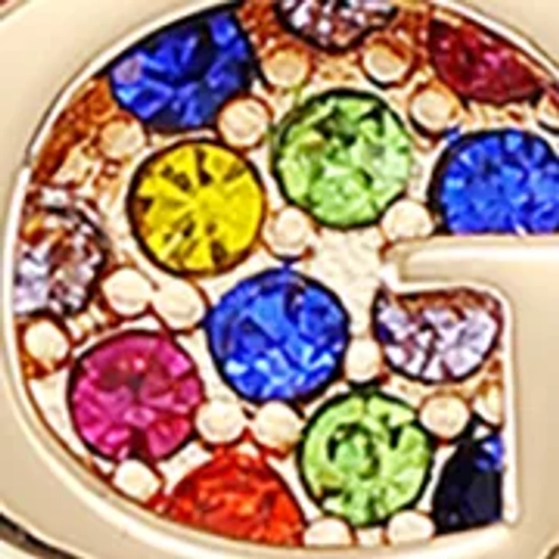 Gold Tone Multi Stone Heart Charm Toggle Bracelet