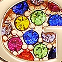 Gold Tone Multi Stone Heart Charm Toggle Bracelet