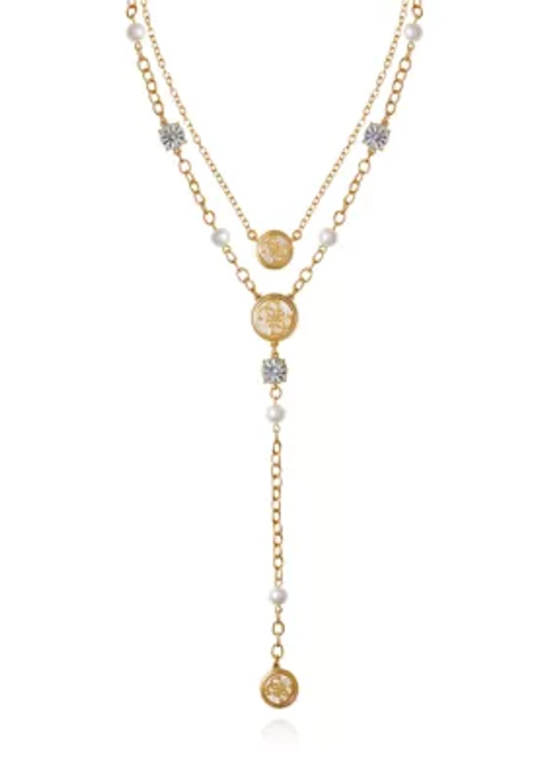 Gold Tone Layered Y Necklace