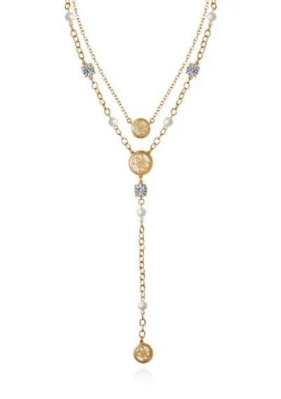 Gold Tone Layered Y Necklace