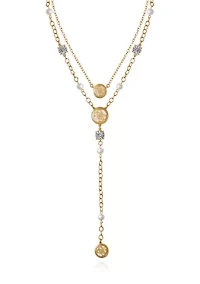Gold Tone Layered Y Necklace