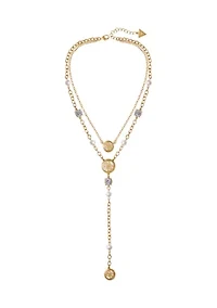 Gold Tone Layered Y Necklace