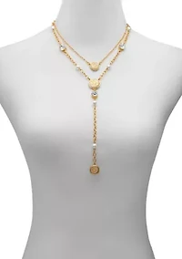 Gold Tone Layered Y Necklace