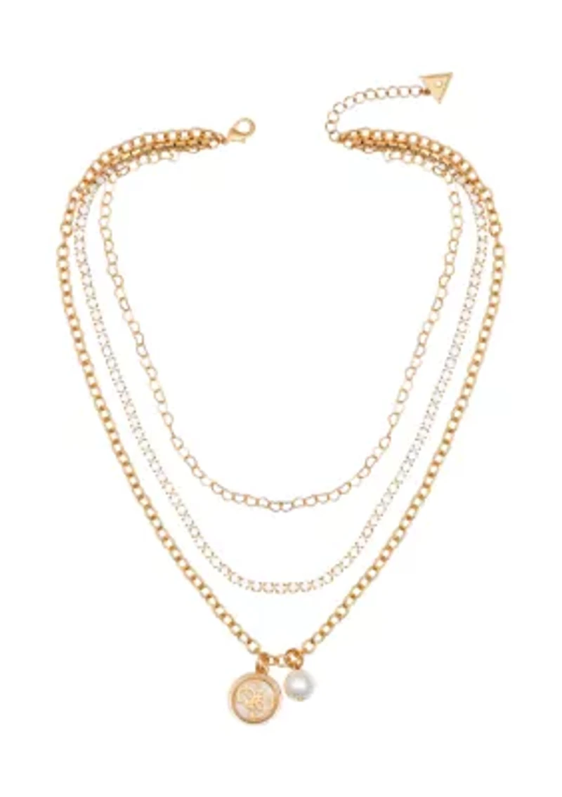 Gold Tone Multi Strand Necklace