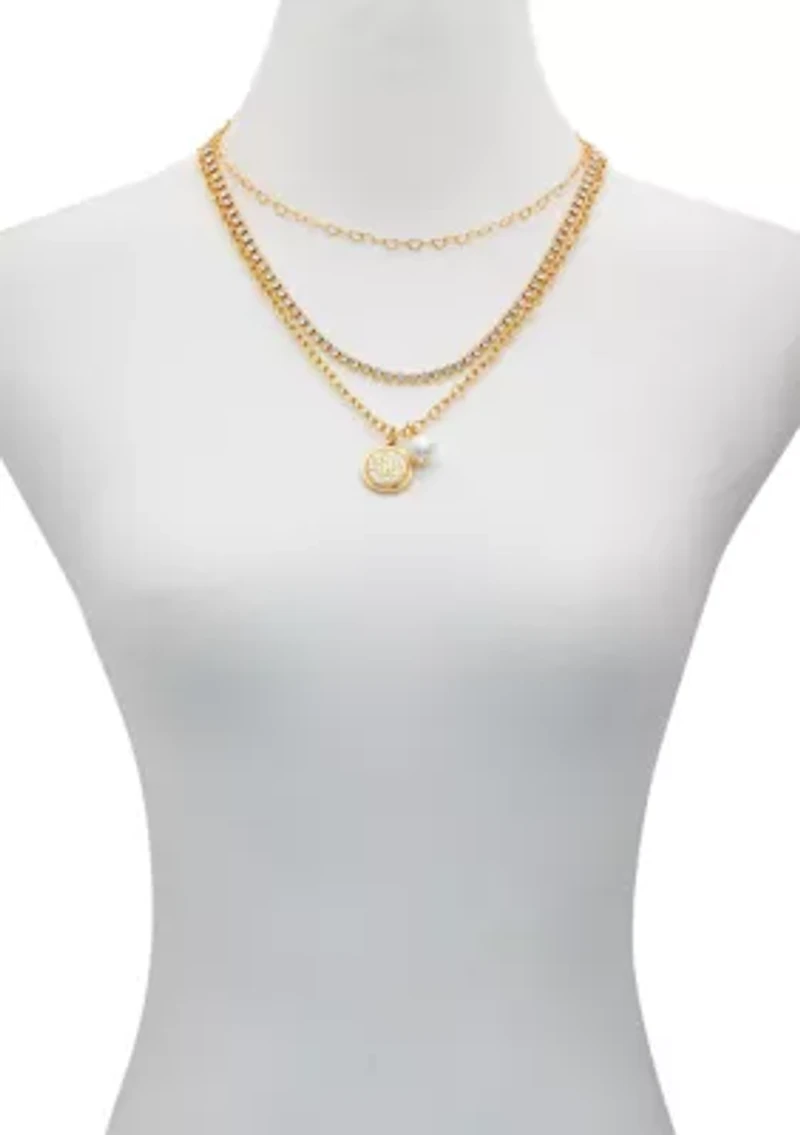 Gold Tone Multi Strand Necklace
