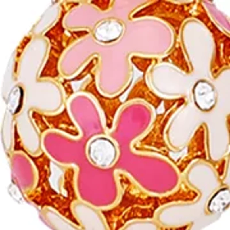 Gold Tone Multi Strand Pink Floral Pendant Necklace