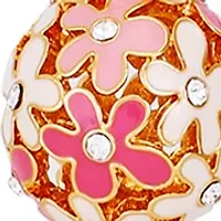 Gold Tone Multi Strand Pink Floral Pendant Necklace