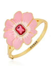 Gold Tone Pink Flower Bracelet