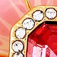 Gold Tone Pink Flower Drop Earrings