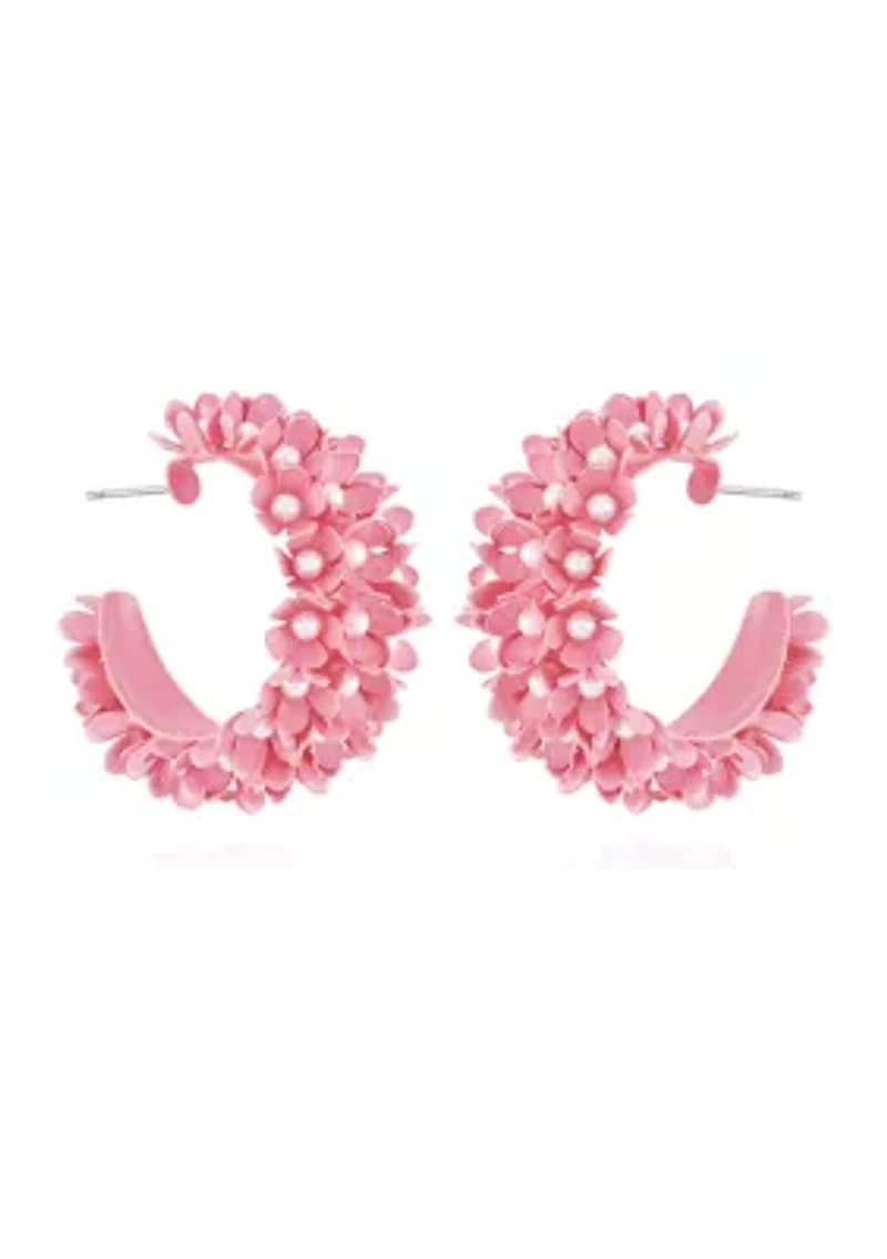 Pearl Flower Hoop Earrings