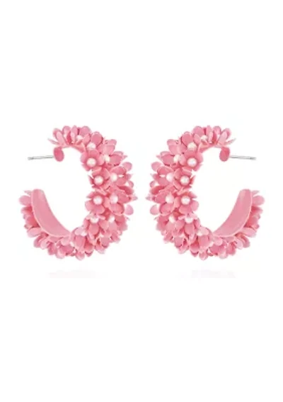 Pearl Flower Hoop Earrings