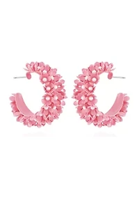 Pearl Flower Hoop Earrings